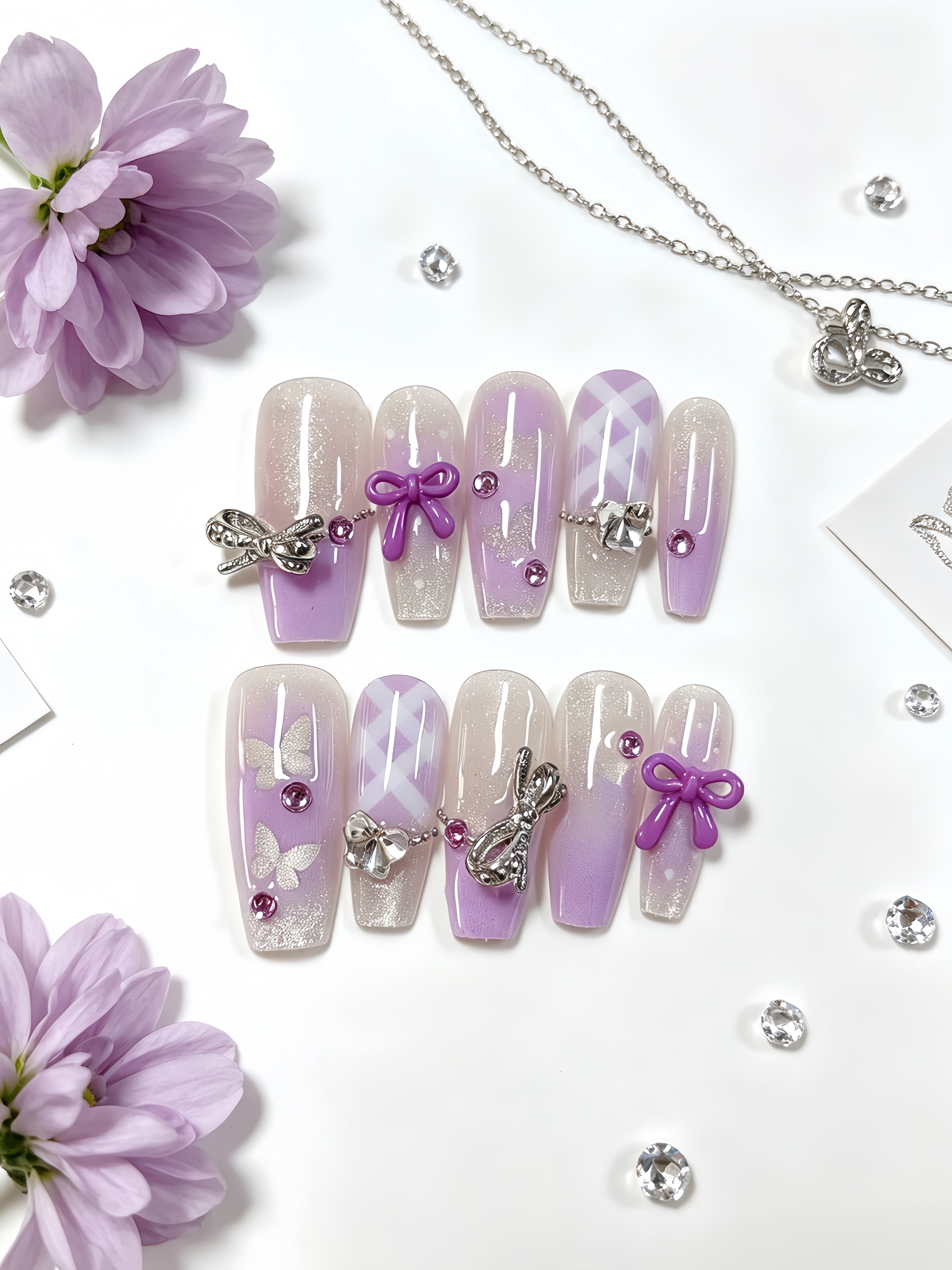 Korean Student Lifestyle - 10 Medium-Sized Trapezoidal Press-On Nails, Nude