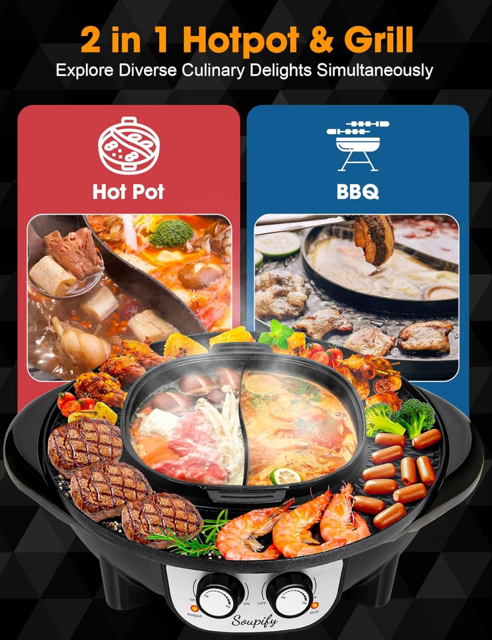 2 in 1 Hot Pot with Grill, Ele – обзор и цена Korean Bbq Grill