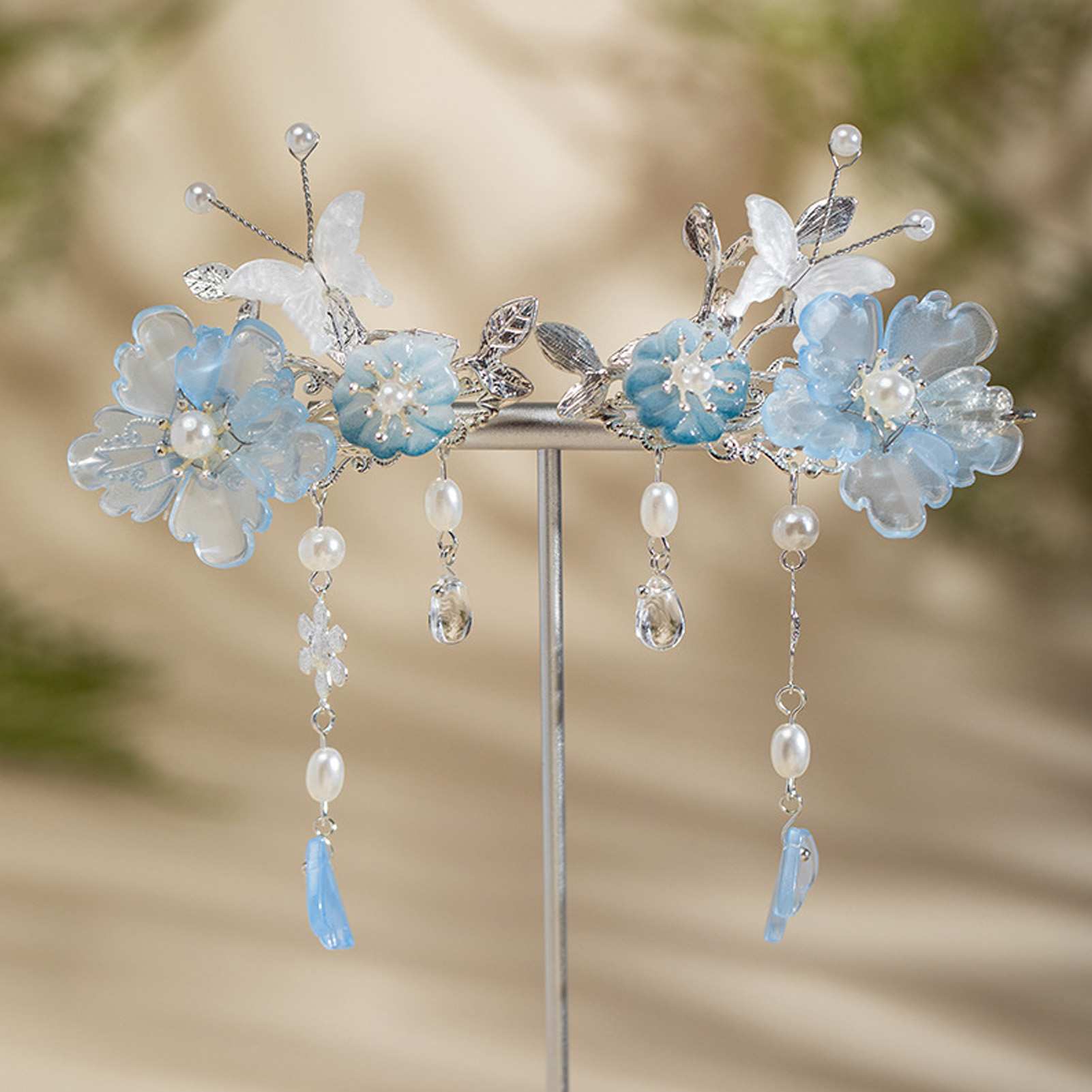 2pcs Romantic Blue Peony Hair  – обзор и цена Hanbok Hair Pin