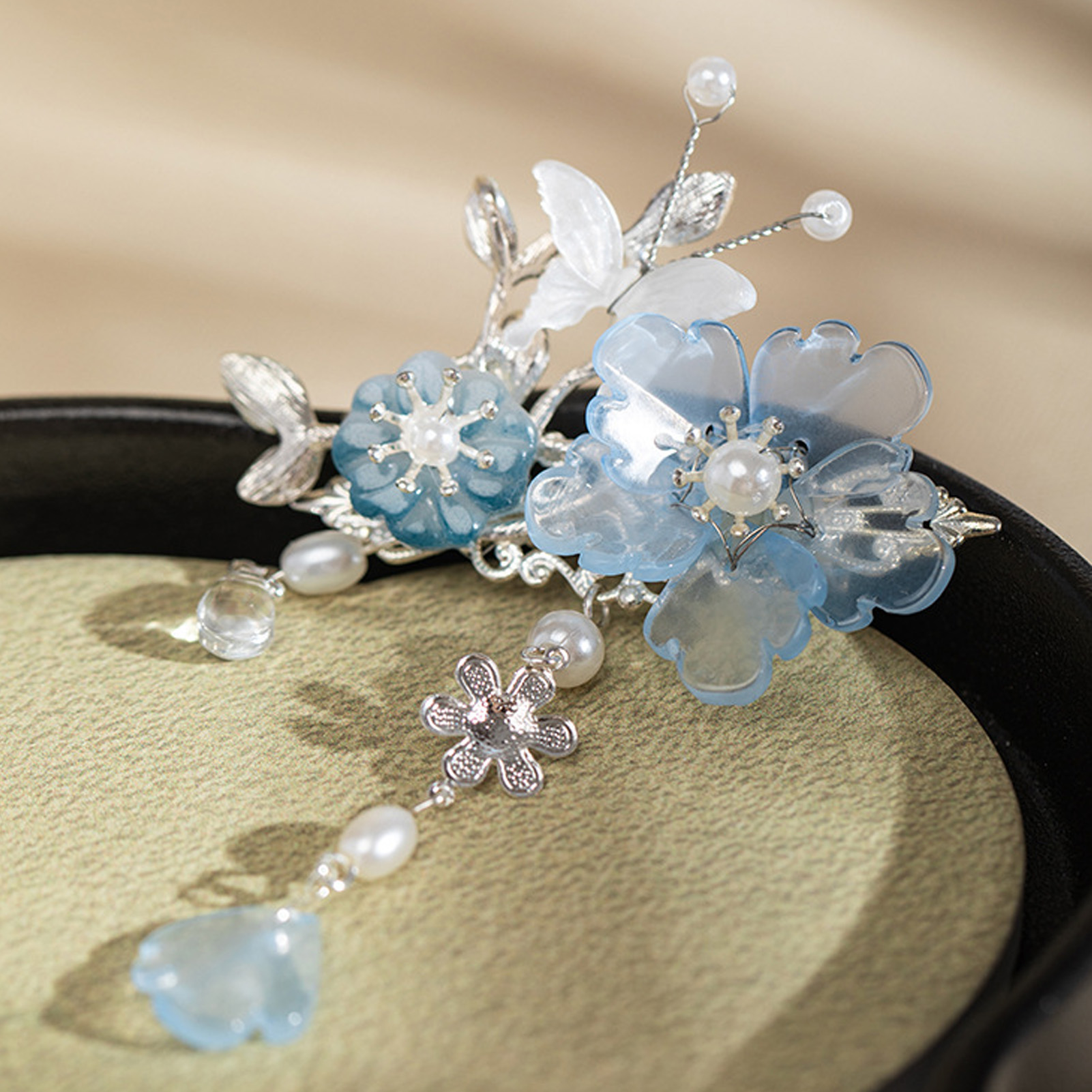 2pcs Romantic Blue Peony Hair  – обзор и цена Hanbok Hair Pin